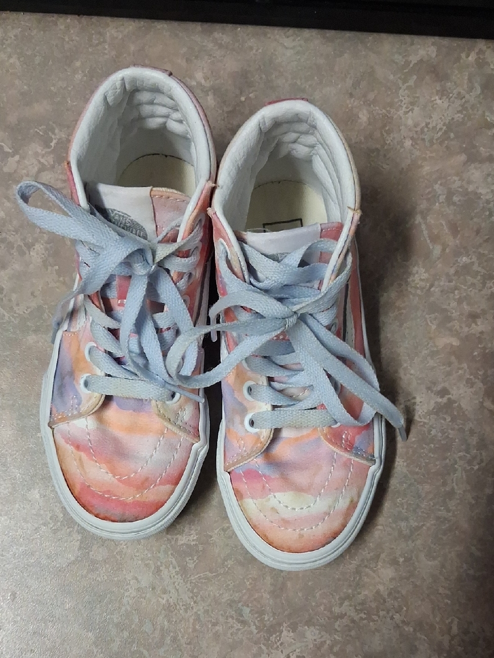 Kids Tie-Dye High-Top Sneakers - Pastel Pink & Orange Vans Size 12.5 Toddler Gir